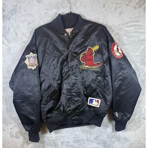 Vintage St Louis Cardinals Jacket Mens Large Black MLB Baseball Felco USA 80s